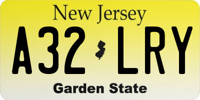 NJ license plate A32LRY