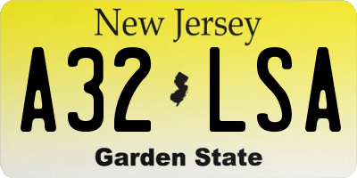 NJ license plate A32LSA