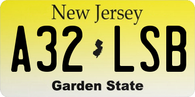 NJ license plate A32LSB