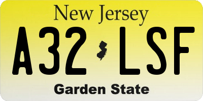 NJ license plate A32LSF