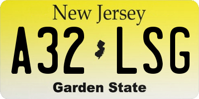 NJ license plate A32LSG