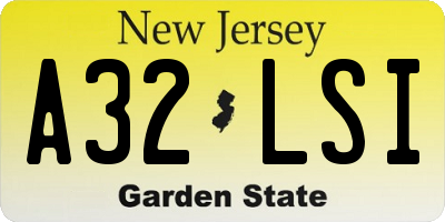 NJ license plate A32LSI