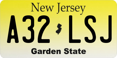 NJ license plate A32LSJ