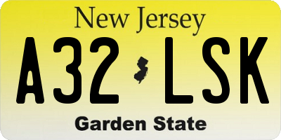 NJ license plate A32LSK