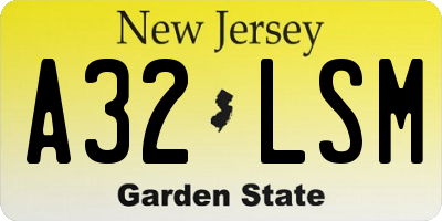 NJ license plate A32LSM