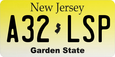NJ license plate A32LSP