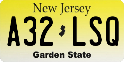 NJ license plate A32LSQ