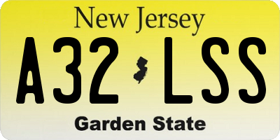 NJ license plate A32LSS