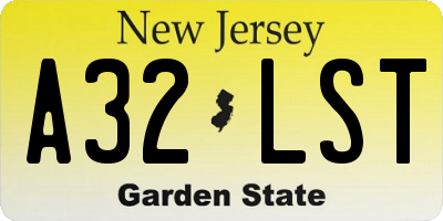 NJ license plate A32LST