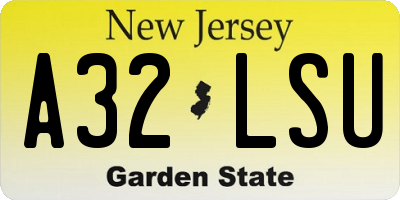 NJ license plate A32LSU