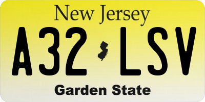 NJ license plate A32LSV