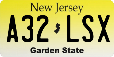 NJ license plate A32LSX