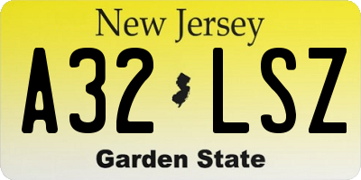 NJ license plate A32LSZ