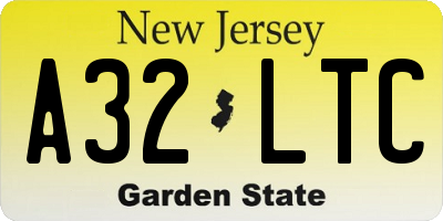 NJ license plate A32LTC