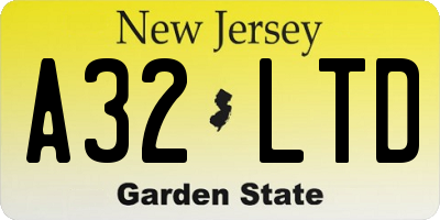 NJ license plate A32LTD