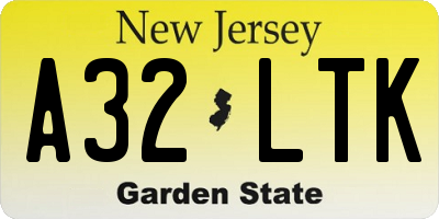 NJ license plate A32LTK