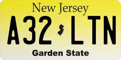 NJ license plate A32LTN