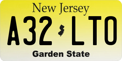 NJ license plate A32LTO