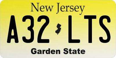 NJ license plate A32LTS