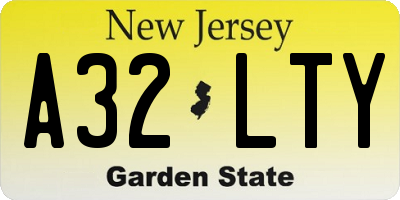 NJ license plate A32LTY