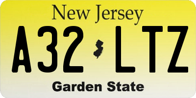NJ license plate A32LTZ
