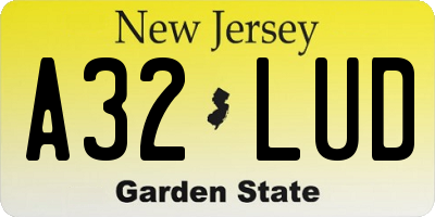 NJ license plate A32LUD