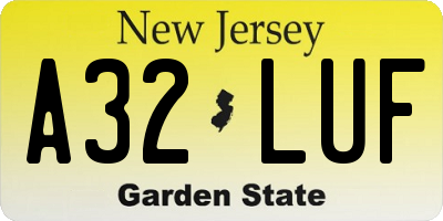 NJ license plate A32LUF