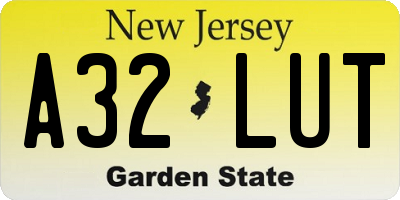 NJ license plate A32LUT