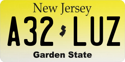 NJ license plate A32LUZ