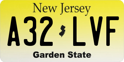 NJ license plate A32LVF