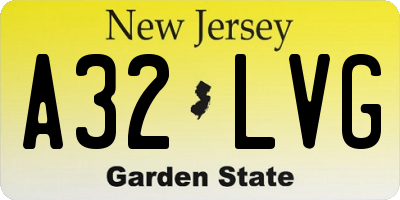 NJ license plate A32LVG