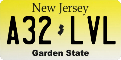 NJ license plate A32LVL