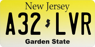 NJ license plate A32LVR