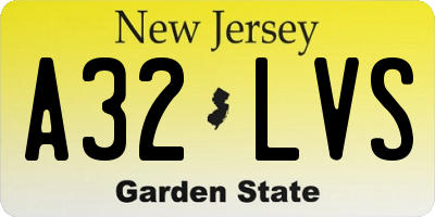 NJ license plate A32LVS