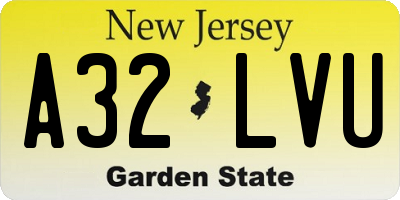 NJ license plate A32LVU