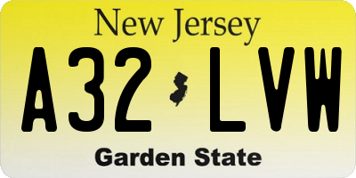 NJ license plate A32LVW