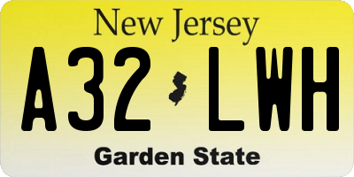 NJ license plate A32LWH