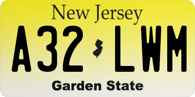 NJ license plate A32LWM