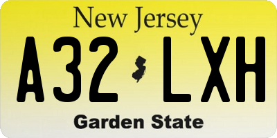 NJ license plate A32LXH
