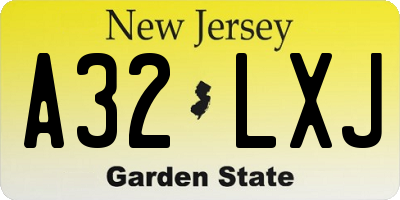 NJ license plate A32LXJ