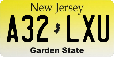 NJ license plate A32LXU