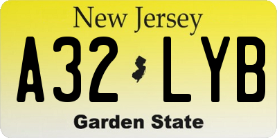 NJ license plate A32LYB