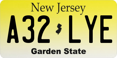 NJ license plate A32LYE