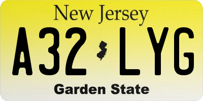 NJ license plate A32LYG