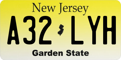 NJ license plate A32LYH