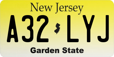 NJ license plate A32LYJ