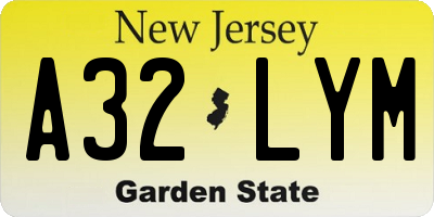 NJ license plate A32LYM