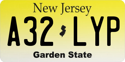 NJ license plate A32LYP