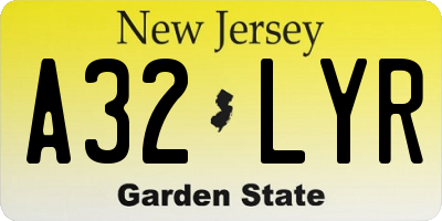 NJ license plate A32LYR