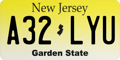 NJ license plate A32LYU